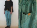ターコイズ　やわらかリネン　　 ゆるりパンツの画像