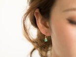 grain pierced earring マロンカットターコイズ一粒ピアスの画像