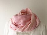 【綿:オールシーズン】手織りストール "Pink & White"の画像