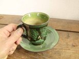 イッチン花模様カップ＆ソーサ（緑）の画像