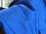 ヨーロッパリネン１００％　タックギャザースカート　マキシ丈　ブルーの画像