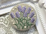 リネン　刺繍ブローチ　ラベンダーBの画像