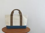 T様オーダー品　totebag（S）ブルーグリーン×グレージュの画像