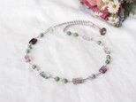 Green-Purple Color Necklace（フローライト×フックサイト）の画像