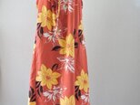 浴衣リメイク：オレンジ・黄色い花の夏ワンピ－スの画像