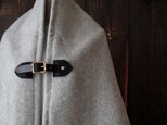 ◎メルトンポンチョ◎ トップグレーライトxブラックレザー アンゴラ・カシミア混の画像