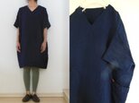 インディゴリネン　シンプルＶネックドルマンOP