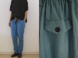 サックス ストレッチコットンツィード すらりパンツの画像