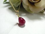 k18※【７月誕生石】AAAルビーのしずくネックレス