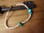 ＊ターコイズのカタチ* ブレスレット@turquoise×シェル円盤ビーズ