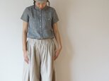 JAPAN Linen gingham check shirt LADY'S BLACKの画像