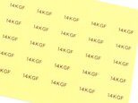 【台紙用シール】14KGF 250枚（透明地×黒文字）5×10㎜ マット加工済み　14金ゴールドフィルドにの画像