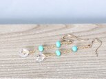 スリーピングビューティーターコイズ＆ハーキマ－ダイヤモンドピアス