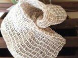 手織りリネンワッフル織りハンカチ～アイボリーの画像