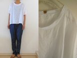 白 イタリアリネン ゆるり半袖プルの画像