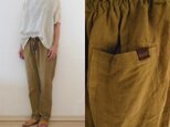 黄土色　天日干しリネン　 ゆるりパンツ