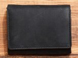 オールレザーで仕上げたシンプルで上質な二つ折り財布 【ブラック】　名入れできますの画像