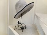 パイピング亜麻色 リネン キャプリーヌ帽子 オーダー 50〜65cmの画像