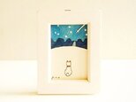 【犬種変更OK】「流れ星」ミニ原画　イラスト　※木製額縁入り・水彩・犬の絵
