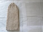 ☆受注制作　アルパカウールのニットキャップ　リブ深・ベージュの画像