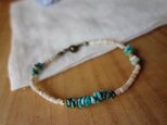 ＊happy price＊ALINOMAMAターコイズとシエルビーズのブレス