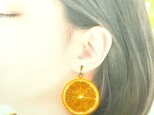 オレンジ(両面細工)大サイズ☆リアルな食品サンプルのフルーツイヤリング