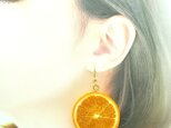 オレンジ(両面細工)大サイズ☆リアルな食品サンプルのフルーツピアス