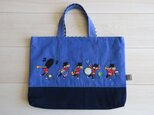 NEW レッスンバッグ (手刺繍) 愉快な鼓笛隊　Blue