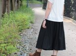 カラーリネンのスカート＊ロング丈【ブラック】の画像