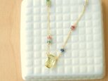 14kGF宝石質レモンクォーツとカラーサファイアのネックレスの画像