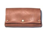 縫製のないふんわり長財布（牛革/プルアップ/ヌバック仕上げ/Pink Brown）の画像