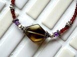 ガーネットとスモーキー×レモンクオーツのネックレス