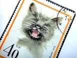 ポーランド「ねこ」切手ブローチ