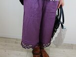 [予約販売]　ヨーロッパリネン葡萄バテンレースピンタック半端丈パンツの画像