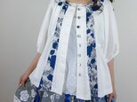 [予約販売]ヨーロッパオフリネンとリネンネイビーブルーフラワードルマン羽織りブラウスの画像
