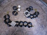 ヴィンテージビジューブレスレットvintage bracelet black steel chain <STE-RB2>の画像