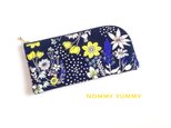 L字ファスナー長財布  黄色と青紫の花々   ＊125＊