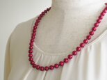 ネックレス 赤　コットンパールロングネックレス cn134