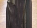 久留米絣と正絹縦縞の変形パンツスカートの画像