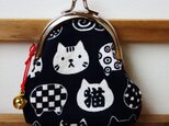 S様オーダー　ねこ小紋ミニがま口