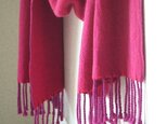 手織りカシミアストール・・ルビーの赤