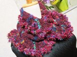 H♪花hana花♪メビウス編みストール♪えんじの画像