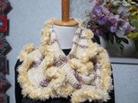 J♪花hana花♪メビウス編みストール♪生成りの画像