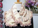 V♪花hana花♪メビウス編みストール♪生成りの画像