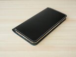 牛革 iPhone6plus/6splus ヌメ革 レザーケース カバー    手帳型  ブラックカラーの画像