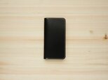 牛革 iPhone8/iPhone7カバー  ヌメ革  レザーケース  手帳型  ブラックカラーの画像