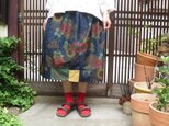 着物リメイク☆凝った織りの秋色紬スカート♪クラシカルな菊の花がモダンな70㎝丈の画像