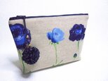 アネモネ　ブルー　ファスナーポーチ