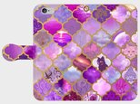 アラベスクタイルパターン（dawn　purple）　iphone　5s/6/6s/SE/7/8/X　手帳型スマホケースの画像