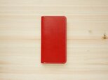 牛革 iPhone8Plus/7Plusカバー  ヌメ革  レザーケース  手帳型  レッドカラーの画像